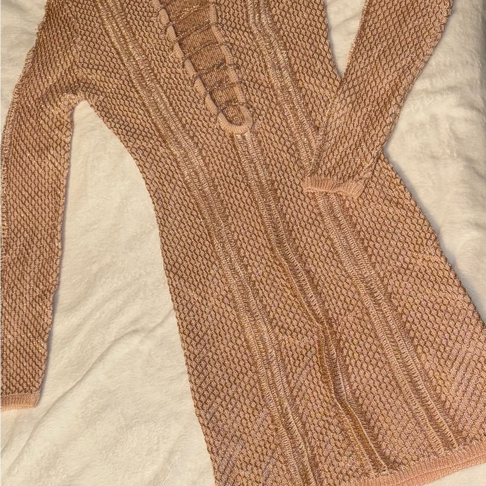 WOW Couture Tan Long Sleeve Dress